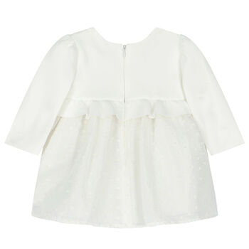 Younger Girls Ivory Chiffon Dress